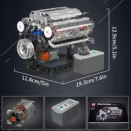 Конструктор двигун Mould King V8 Engine бензиновий восьмициліндровий мотор 10088s для дітей та дорослих 535 деталей - мініатюра 10