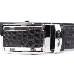Ремінь-автомат CROCODILE LEATHER 18236 з натуральної шкіри крокодила (каймана) чорний 120 см - мініатюра 10