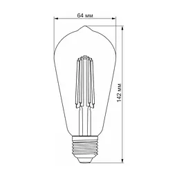 Лампочка Videx Filament ST64FAD 6W E27 2200K 220V (VL-ST64FAD-06272) - мініатюра 3