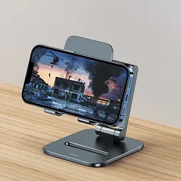 Настільна підставка для телефону та планшету Baseus Desktop Biaxial Foldable Metal Stand LUSZ000013 Grey - мініатюра 4