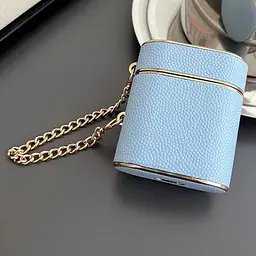 Шкіряний футляр Suitcase для навушників AirPods 1/2 Blue - мініатюра 2