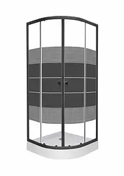 Душова кабіна кутова RJ Tulip 90x90 розсувна скло Linia 4 мм дрібний піддон black matt 90ВRZ081Linia, Чорний матовий, інтимато, Чорний матовий