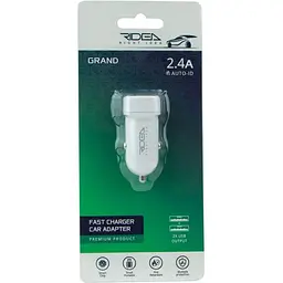 Автомобільний зарядний пристрій Ridea RCC-21012 Grand 12W 2USB 2.4 A White - мініатюра 2