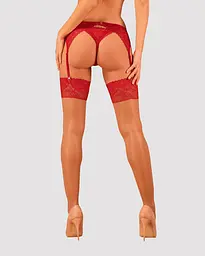 Панчохи під пояс із широким мереживом Obsessive Lacelove stockings XL/2XL - мініатюра 2