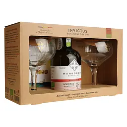 Джин Maredsous Distillery Invictus 40% 0.5 л з двома келихами в подарунковій упаковці