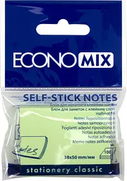 Блок/зам. липк. краєм 38х50мм 100арк. салатовий "Economix" №E20930-13