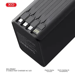 Батарея універсальна XO 80000mAh, PD/20W, QC/22,5W, Lamp, black (XO-PR287-BK) - мініатюра 5