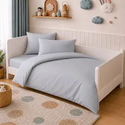 Дитяча постільна білизна LITTLE KIDS Poplin Line Light Gray (2200012786338)