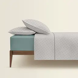 Комплект постільної білизни Cosas євро з простирадлом на резинці MINI DOTS CS5 200 x 220 см (DotsGreyBeige_El-104Ashmint_200) - мініатюра 2