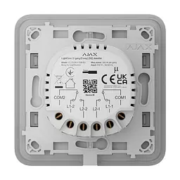 Розумний двоклавішний прохідний вимикач Ajax LightSwitch (2-gang/2-way) Jeweller (oyster/устричний) (26-00411) - мініатюра 2