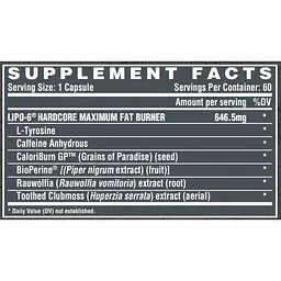 Жироспалювач Nutrex Research Lipo6 Hardcore 60ct - мініатюра 2