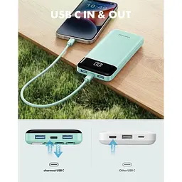 Портативний зарядний пристрій Charmast із вбудованими кабелями X 4 10000 мАг USB C 6 виходів 3 входи зі світлодіодним дисплеєм - мініатюра 7