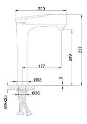 Змішувач для умивальника Frap F1052-54 високий, білий/хром, Хром - мініатюра 6