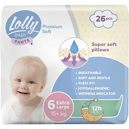 Підгузки-трусики Lolly Premium Soft 6 (15+ кг), 26 шт.