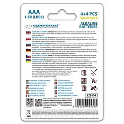 Батарейка Esperanza AAA LR03 Alkaline * 8 (EZB104) - мініатюра 4
