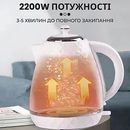 Електрочайник з обертанням на 360° Sokany SK-1032 безшумний дисковий 1.7 л 2200 Вт Білий - мініатюра 7