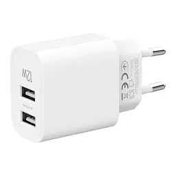 Зарядний пристрій мережевий MAKE 12W 2USB 2.4A White