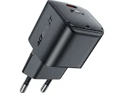 Мережевий зарядний пристрій Acefast A77 Mini PD30W GaN Black (6974316282662)