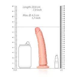 Фалоімітатор RealRock Slim Realistic 7", 20 см (тілесний) - мініатюра 3