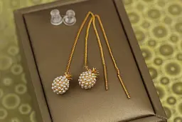 Сережки протяжки Xuping Jewelry ананас із перлинками 7 см золотисті