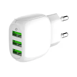 Блок зарядний пристрій 3 порти USB LDNIO A3315 Micro USB кабель-набір білий - мініатюра 4
