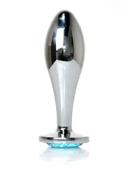 Анальна металева пробка Plug-Jewellery Silver PLUG- Light Blue L Boss Series 64-00148 100347