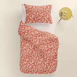 Дитяча постільна білизна в ліжечко FLORET CS2, теракотовий (FlowersWhiteTerrakot_98Cappuccino_140) - мініатюра 2