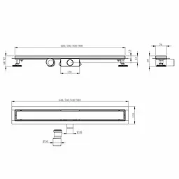 Душовий канал Imprese i-Flow SS 700 мм із решіткою перфорована "лінія" black matt d44700SB07 - мініатюра 2
