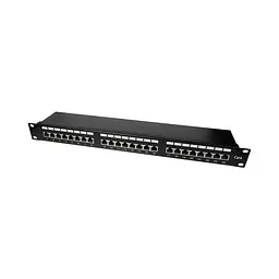 Патч-панель 24 порти NVC-PN-12/24 CAT5/CAT6 19" 1U екранована (73-00145) - мініатюра 1