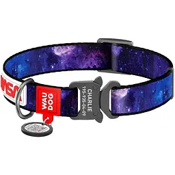 Нашийник для собак Waudog Nylon NASA21, з QR паспортом, металева пряжка-фастекс, S, 23-35х1,5 см