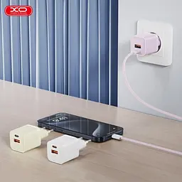 Мережевий зарядний пристрій XO L147(EU) PD20W 1USB-A+1USB-Charger Білий - мініатюра 2