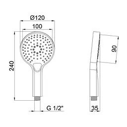 Лійка для ручного душу Qtap Rucni A120O3KBB - мініатюра 3