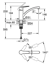 Змішувач для кухні Grohe QuickFix Start 324412432 Чорний матовий - мініатюра 2