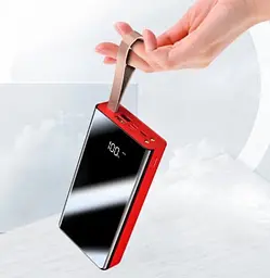 Універсальна зарядна батарея Sunix 30000mAh Power Bank + вбудований кабель + ліхтарик (Чорний з червоним) - мініатюра 4
