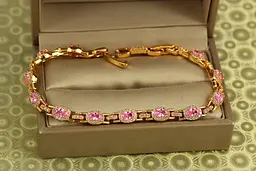 Браслет Xuping Jewelry Мозаїка з рожевими каменями 19 см 6 мм золотистий