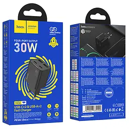 МЗП Hoco N56 Fundador PD30W four-port (2USB-A/2C) Black - мініатюра 4