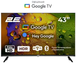 Телевізор 43" LED FHD 60Hz Smart Google TV Black 2E teh0018407