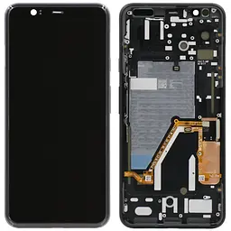 Дисплей Google Pixel 4 XL чорний, P-OLED, PRC, з рамкою, Just Black біла кнопка