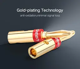 Конектор Brass Speaker Plugs UGREEN 30513 набір перехідників типу «банан» 4шт Жовтий (30513) - мініатюра 4