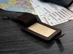 Шкіряна бірка для багажу Бланк-тег темно-коричнева Карбон - мініатюра 3