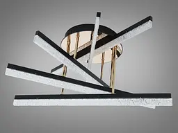 Сучасна стельова LED-люстра Diasha SX1009/5BK, чорна із золотистими акцентами, 72W, акрилові світлові планки - мініатюра 6