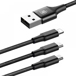 Кабель Baseus Сaring Touch Selection 3 in 1 Cable USB to Type-C/Lightning/MicroUSB 3.5A 1.2m CAMLT-GH01 Black - мініатюра 2