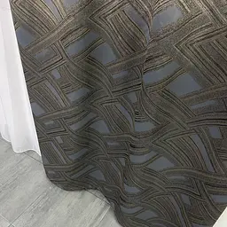 Жакардові штори "геометрія" блідо-синього кольору 2шт. 150х270 з білим шифоновим тюлем 400х270, на т ALBO pbe0052586 - мініатюра 4