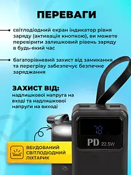 Power Bank 50000mAh зі наскрізною зарядкою портативна батарея для смартфона планшета роутера USB зовнішній акумулятор повербанк із швидкою зарядкою 22.5W ліхтариком та дисплеєм LENYES РХ521D - мініатюра 4