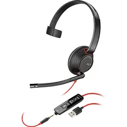 Гарнітура Poly комп'ютерна моно On-ear Blackwire 5210 USB-A USB-C 3.5 мм всеспрямований чорний (8X230AA)