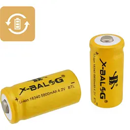 Акумуляторні батарейки 16340 X-Balog 5800mAh 4,2V CR123 Li-Ion перезарядні акумулятори для ліхтарика (ST)