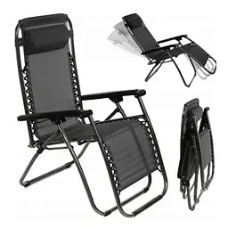 Шезлонг GardenLine Relax Black до 130 кг.! - мініатюра 8