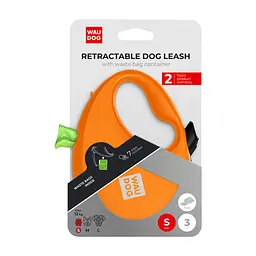 Повідець для собак WAUDOG R-leash з контейнером для пакетів S до 12 кг 3 м помаранчевий (26274) - мініатюра 5