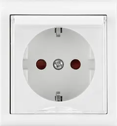Розетка Ovivo Electric Nivo, одинарна з заземленням, з кришкою, та шторками, накладна, біла
