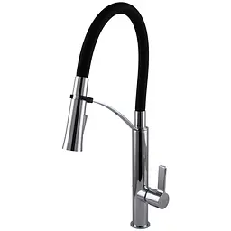 Змішувач кухонний TOPAZ MODERNO TMD-8817 чорний гофрогусак лійка-душ для миття посуду - мініатюра 2